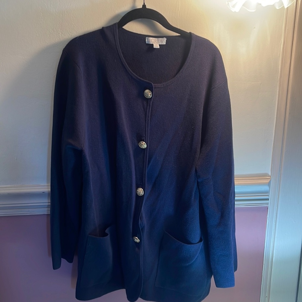 J Crew navy sweater cardigan XL